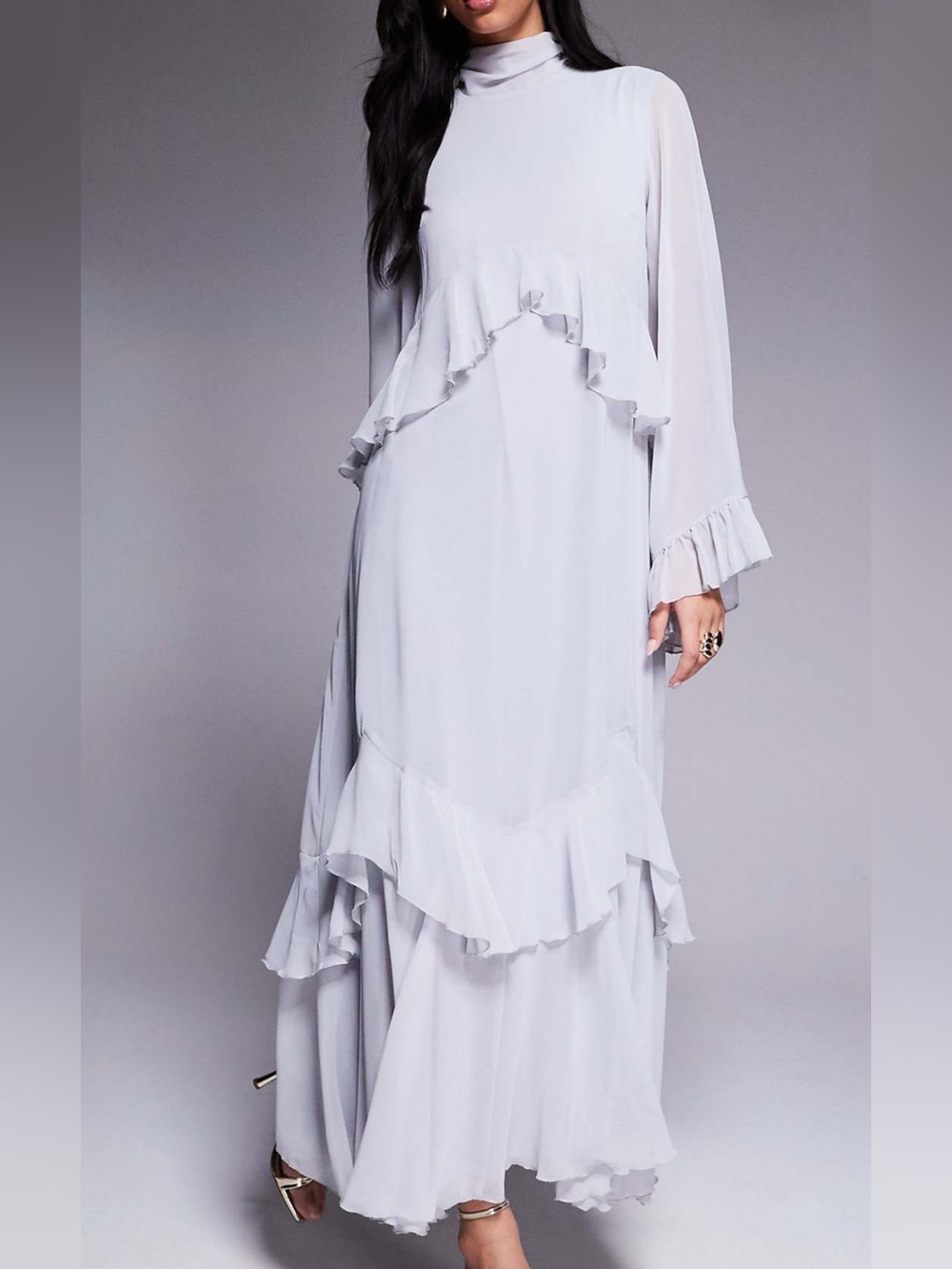 ASOS Soft Blue Ruffle Maxi Dress